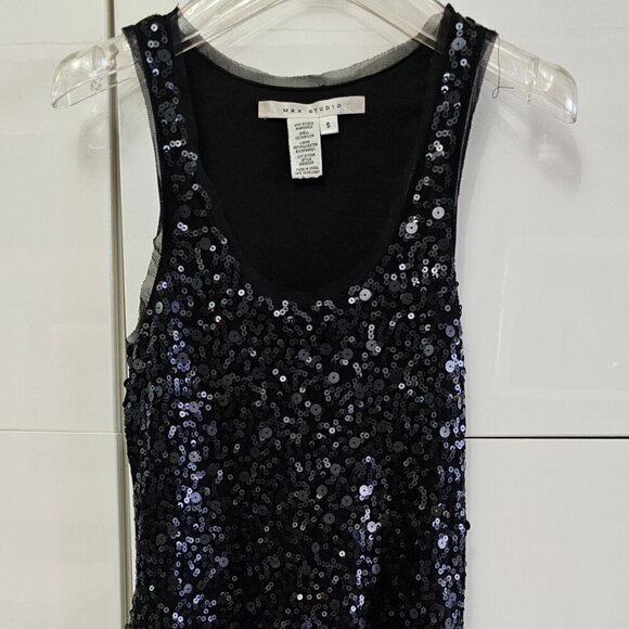 Max Studio Black Sequin Mesh Mini Dress - Picture 5 of 11